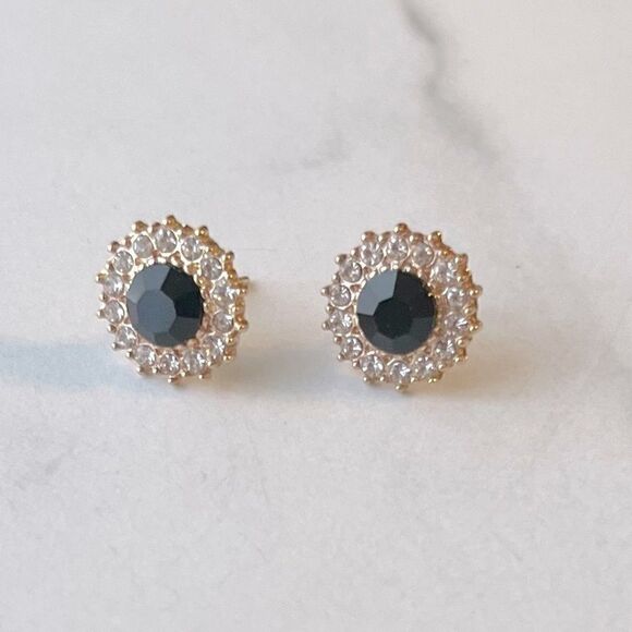 5 for $25 BLACK RHINESTONE TINY STUDS - Picture 2 of 4